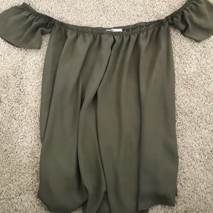Olive Green Off The Shoulder Top